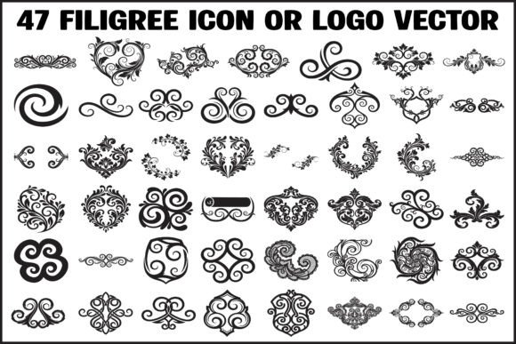 47 Elegant Filigree Icon Logo Vector: Graphics & Illustrations