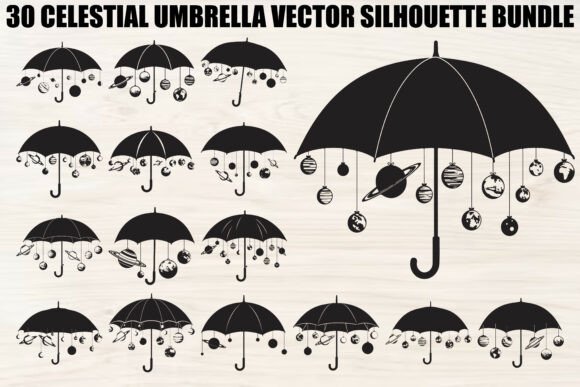 A Celestial Umbrella Bundle: Graphics for Dreamy Editorial Design