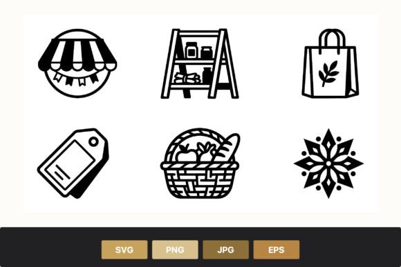 A Grocery & Market Vector Icon Set for Editorial Graphics