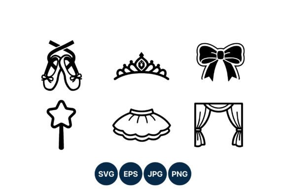 Ballet Accessories Black and White Graphics & Illustrations