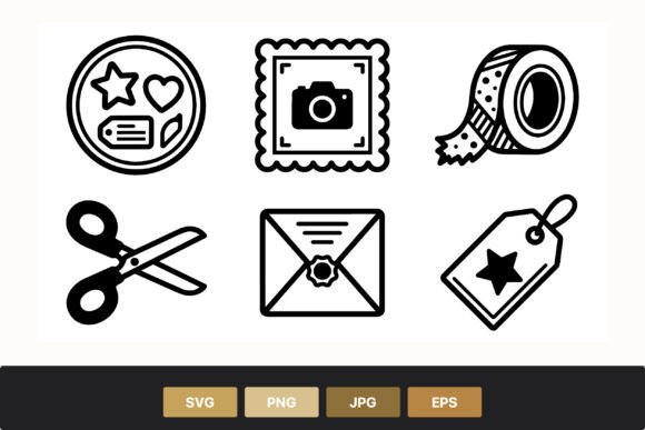 Craft Scissors Tape Envelope and Tags Graphics & Illustrations