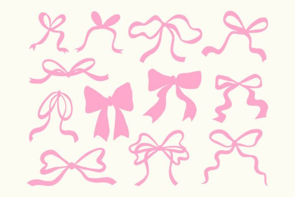 Cute Ribbon Bow Hand Drawn Bundle Set: Graphics & Illustrations