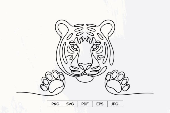 Cute Tiger Line Art Graphics for Editorial & Illustration Projects