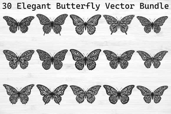 Elegant Ornamental Butterfly Bundle: Graphics & Illustrations