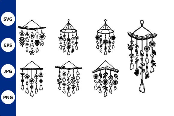 Hand Drawn Hanging Flower Chimes: Graphics & Illustrations