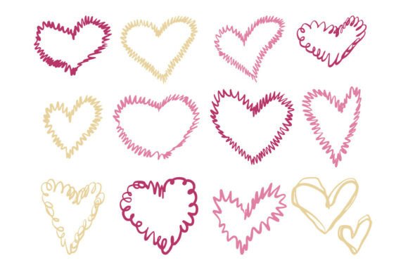 Hand Drawn Heart Doodle Vector Set Love: Graphics & Illustrations