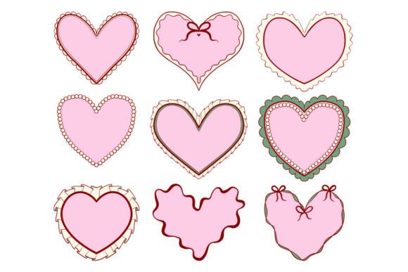 Hand Drawn Heart Frame Doodle Set Pack: Graphics & Illustrations