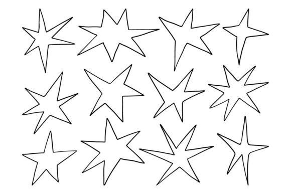 Hand Drawn Star Doodle Vector Set Cute: Graphics & Illustrations