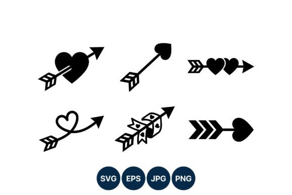 Heart Arrow Black Vector Icons: Graphics & Illustrations for Crafters
