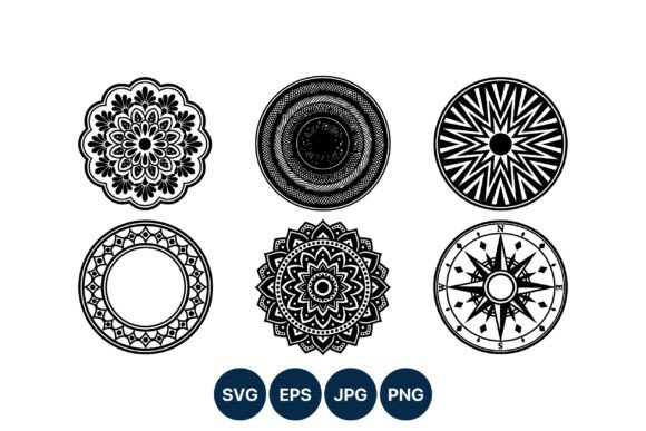 Intricate Black and White Mandala Circle Graphics & Illustrations