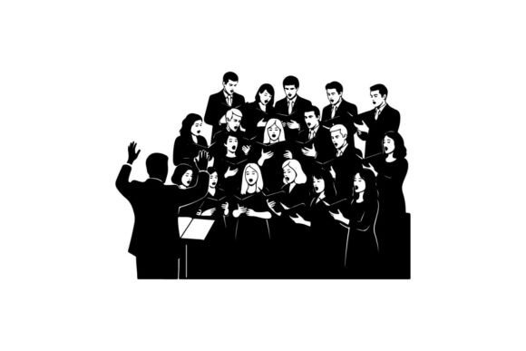 Large Professional Choir Singing Graphics & Illustrations
