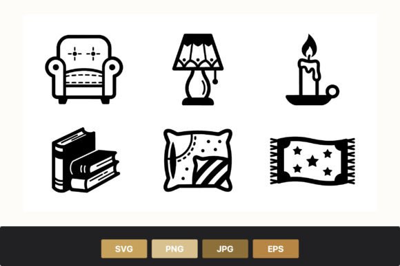 Living Room Icons Set as Branding Graphics