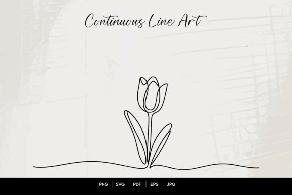 Minimal Tulip Flower Line Art Graphics & Illustrations