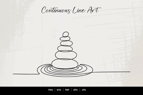 Minimal Zen Stone Line Art SVG Graphics & Illustrations
