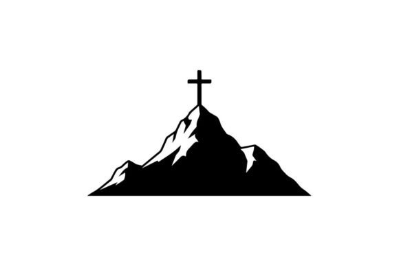 Minimalist Black Mountain with Cross Sym Graphics