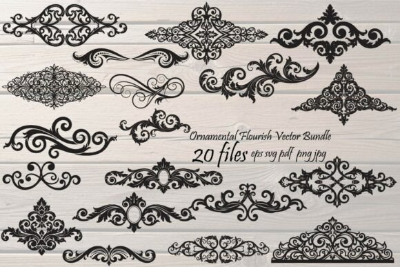Ornamental Flourish Vector Bundle: Graphics & Illustrations