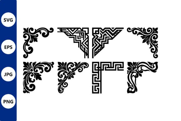 Ornate Vector Corner Flourishes Border: Graphics & Illustrations