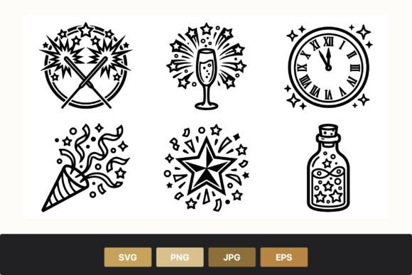 Party Icons Black & White Vector Graphics Review