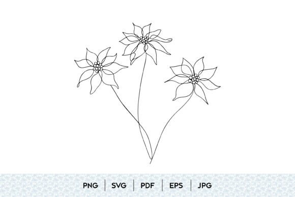 Poinsettia Flower Line Art SVG: Graphics & Illustrations for Holiday Branding