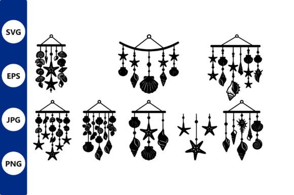 Shell Hanging Vector Decor: Coastal Graphics & Illustrations