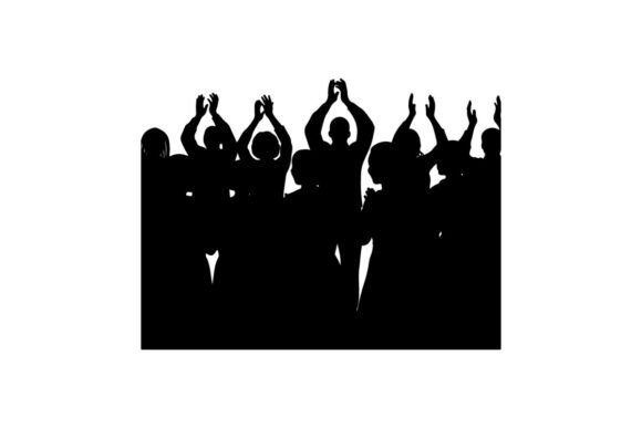 Silhouette Crowd Cheering at Concert Wit