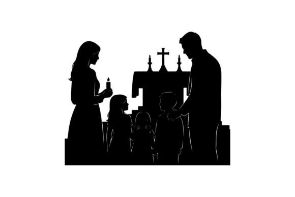 Silhouette Family at Candlelit Communion Graphics