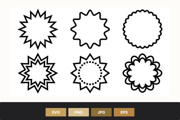 Starburst Vector Shapes Set Black White Graphics & Illustrations