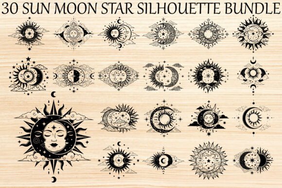 Sun Moon Star Silhouette Bundle: Graphics & Illustrations