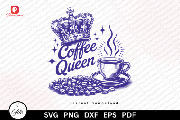 Vintage Coffee Lover Coffee Queen SVG Graphics
