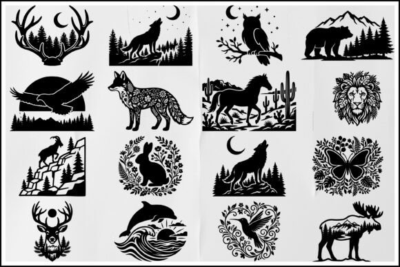 Wildlife Forest Silhouette SVG Bundle: Graphics & Illustrations